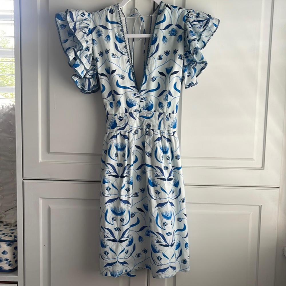 MONSOON & BEYOND Chloe Short Dress, Blue Mangrove, Size Small. NEW With TAGS